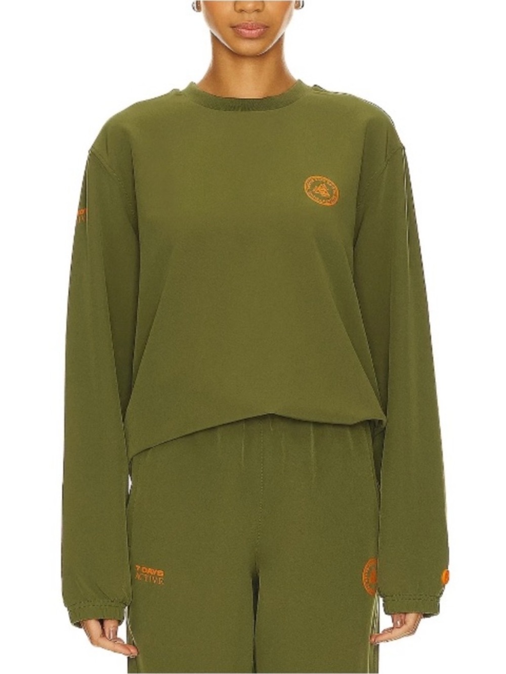 7 days Active Crewneck Green Sweatshirt Size M NWT $160msrp